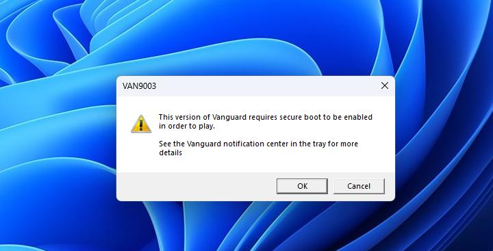 Valorant VAN 9003 error on Windows 11